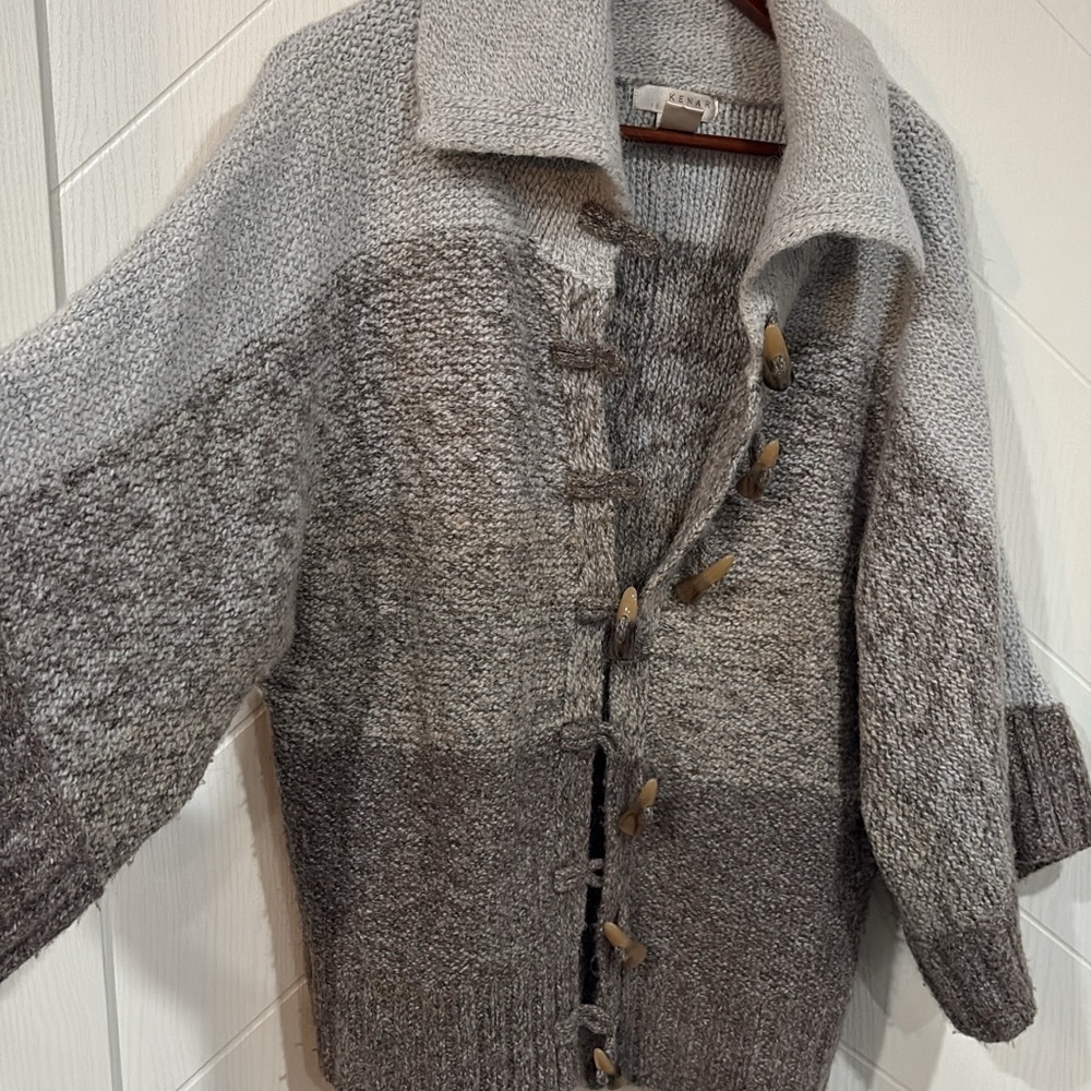 Kenar Soft Knit Sweater in Gray and Cream. Cottage core, winter, wool & alpaca‎
